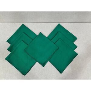 Vintage Handmade Linen Napkins Set of 6 Green Cloth Dinner Napkins 16x17
